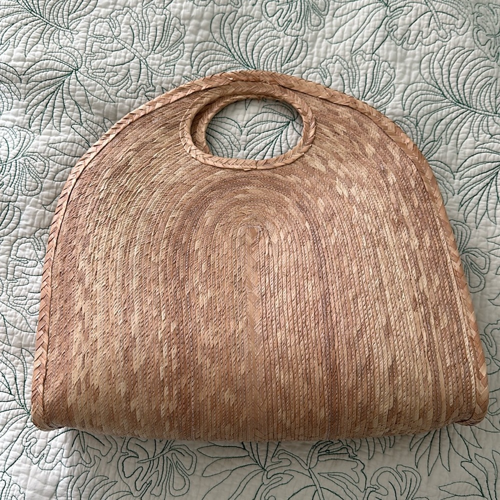 Handwoven Round Arched Straw Tote Bag